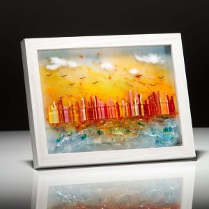 manor farm fused glass katrina shearlaw framed city scape