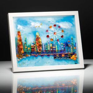 manor farm fused glass katrina shearlaw framed city scape